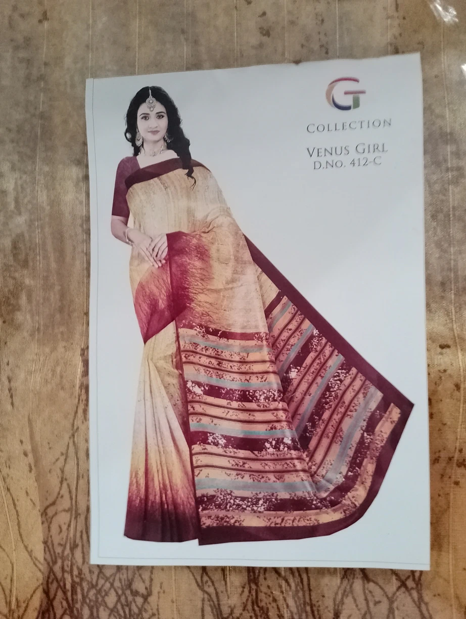 Cotton Silk Elegant Striped Saree - Venus Girl - Maroon Beige Mix